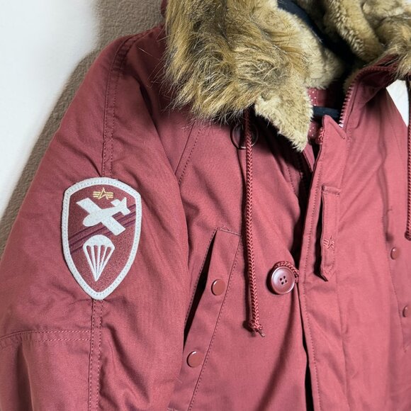 Alpha Industries Altitude Parka Jacket Red sz XS women’s - Picture 4 of 12